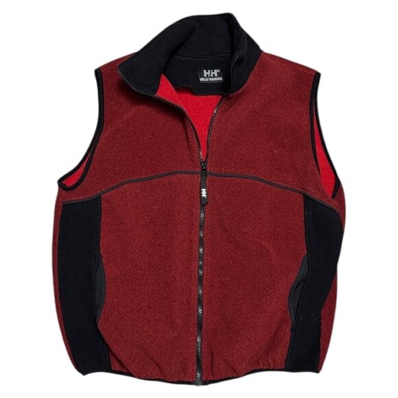 HELLY HANSEN VINTAGE 90s Fleece Red Outdoor Hiking Vest Mens Large - Picture 1 of 8